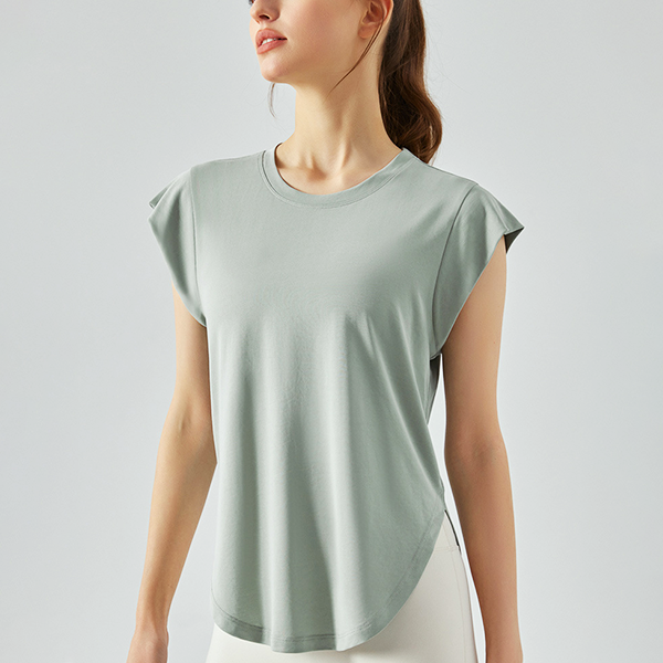 Round hem cap sleeve T 2389