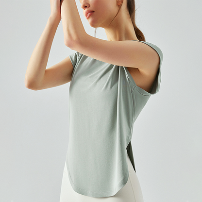 Round hem cap sleeve T 2389