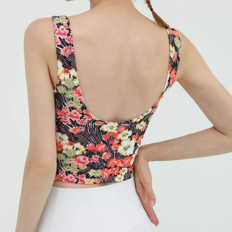 Floral U-back yoga tank 2354