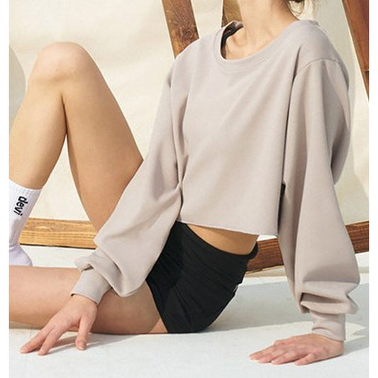 Rib sleeve dolman yoga long tee 2253