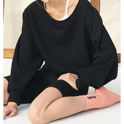 Rib sleeve dolman yoga long tee 2253