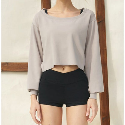 Rib sleeve dolman yoga long tee 2253