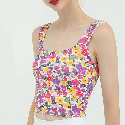 Floral U-back yoga tank 2354