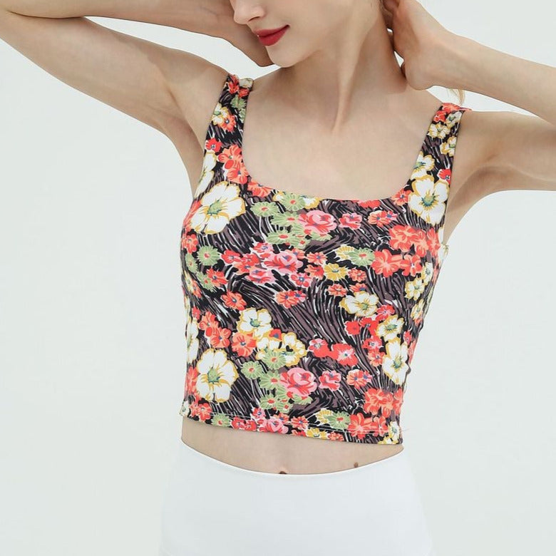 Floral U-back yoga tank 2354